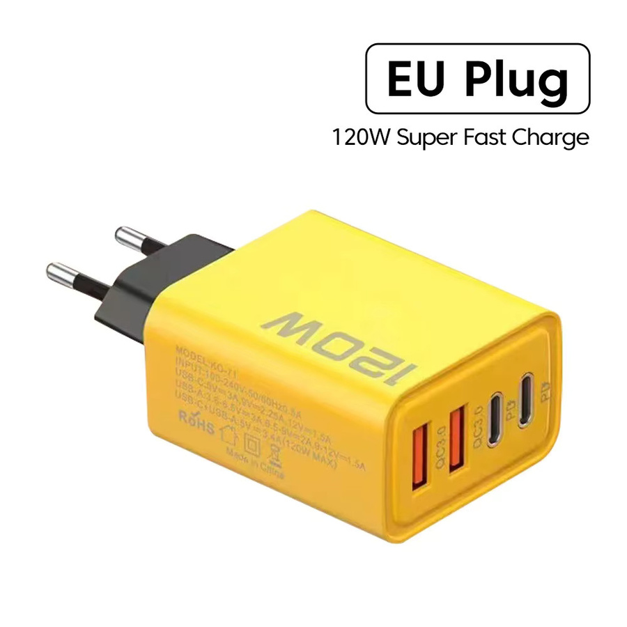 MAEBOXY Multi-Port PD 120W Schnellladegerät USB Typ C Handyadapter in Gelb - Bild 3