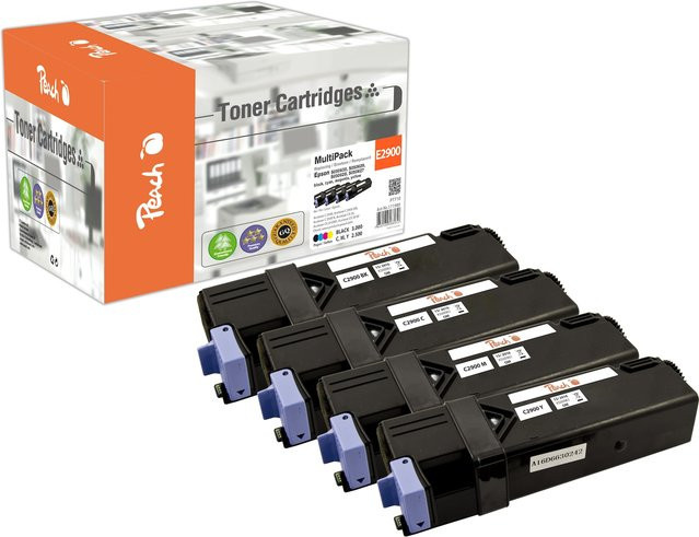 Peach E2900 Toner-Set für Epson Aculaser C 2900 DN und C 2900 N, wiederaufbereitet, Farben: Schwarz, Cyan, Magenta, Gelb - Bild 1