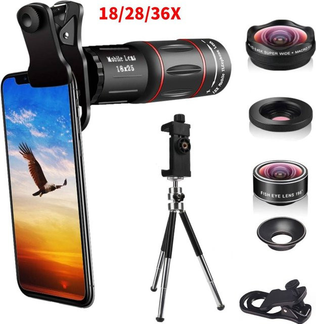 ALLOET Handy Kamera Objektiv Clip-On Zoom Teleobjektiv in Schwarz für Camping, Jagd und Sport - Bild 1