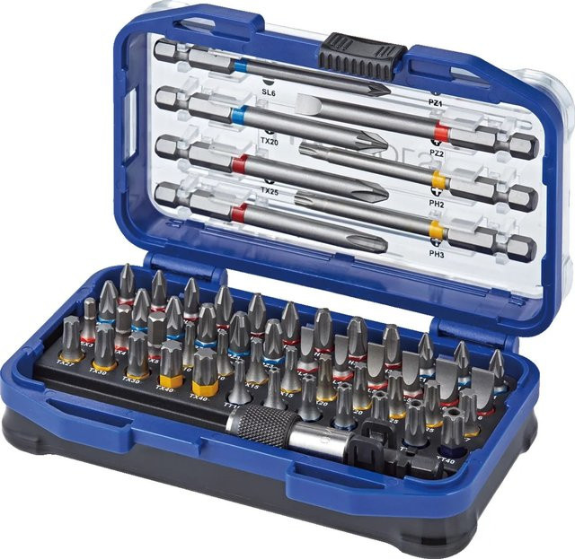 LUX-TOOLS Bit-Set 56-teilig aus Stahl in Blau - Bild 1