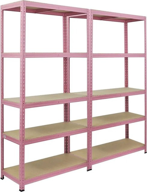 BERLINLODGE Pink Lady Wohnregal Set aus 2 Stück in Pink, Metallregal mit 5 Ebenen, H x B x T: 180 x 90 x 40 cm - Bild 1