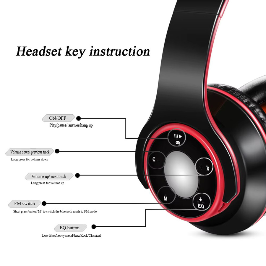 CATASSU Bluetooth In-Ear Kopfhörer mit Mikrofon und SD-Kartenslot, kabelloses Stereo-Audio-MP3-Headset, Multicolor - Bild 5
