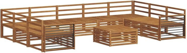 vidaXL Sofagarnitur aus Massivholz Akazie in Natur, 10-teiliges Set mit modernem Design - Bild 1