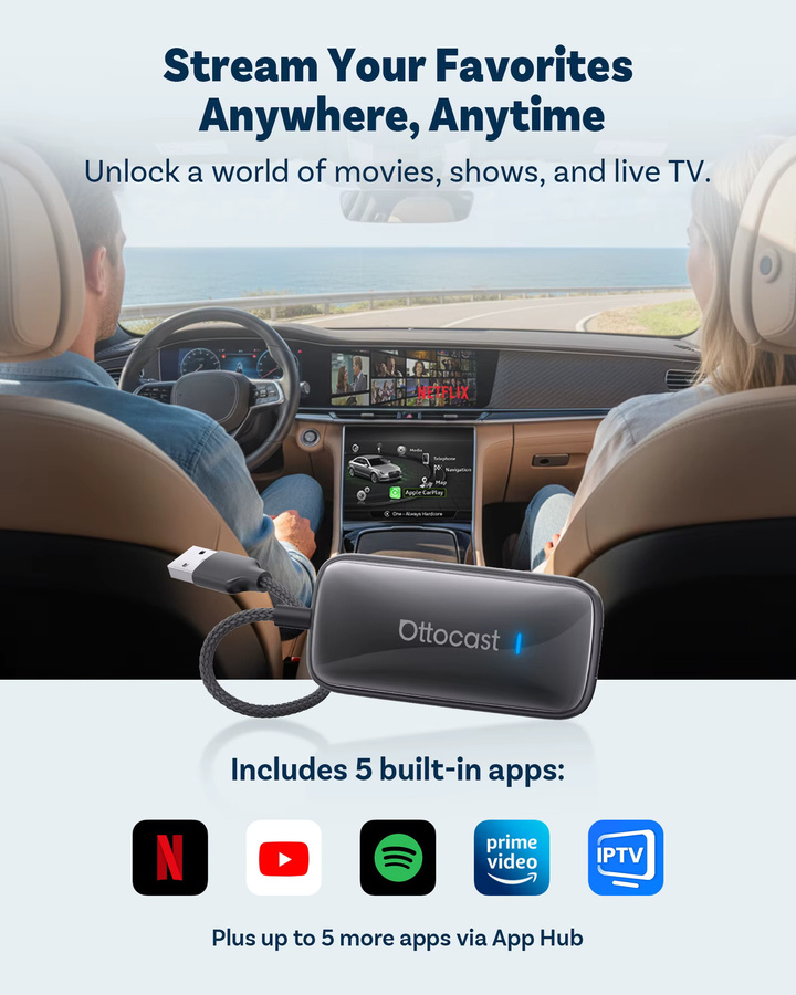 Ottocast Play2Video Ultra Kabellose CarPlay und Android Auto AI-Box mit WiFi6 für VW in Schwarz - Bild 3