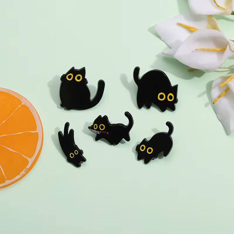 QIHE JEWELRY Brosche, Schwarze Kätzchen, Emaille, Kinder - Bild 5