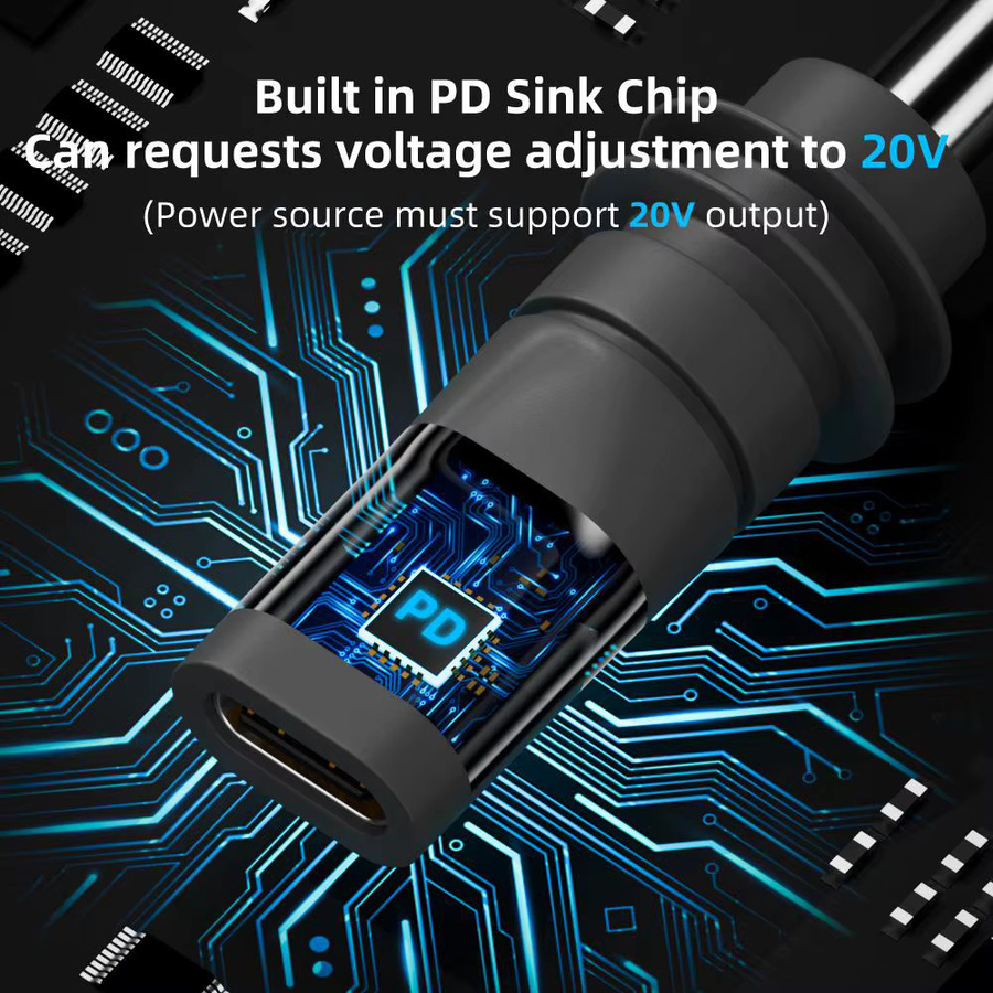 SZKOSTON USB-C auf DC Netzteil für Starlink Mini, PD 100W USB-C Buchse auf DC 5521 Stecker, Schwarz - Bild 3