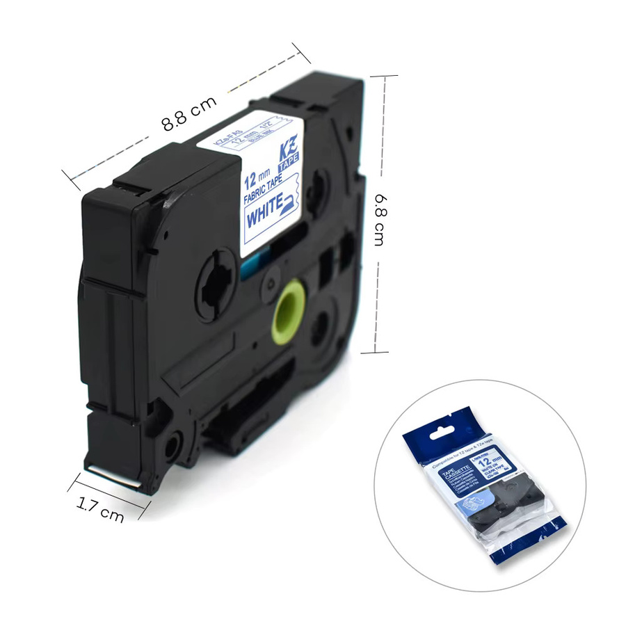 Brother Stoff-Etikettenbänder zum Aufbügeln Blau Weiß, Breite: 12 mm, Länge: 3 m, kompatibel mit P-touch PT-E100 - Bild 1