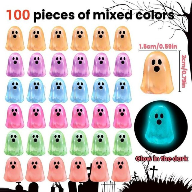 Linyi toy Leuchtende Miniatur-Geister Figuren für Halloween in Multicolour aus Kunststoff - Bild 1