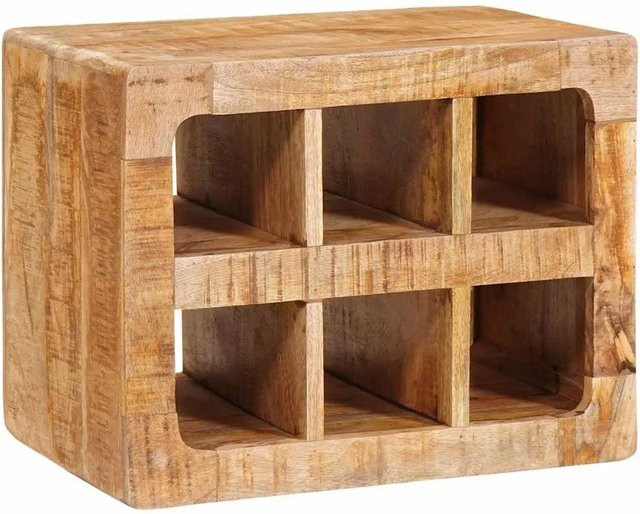 vidaXL Weinregal mit Speicher aus Mango Massivholz in Braun, B/T/H: 44 x 30 x 35 cm - Bild 1