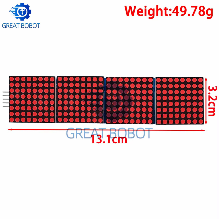 baishundianzi MAX7219 Dot Matrix-Modul 4-in-1-Display in Rot für Arduino-Mikrocontroller - Bild 2
