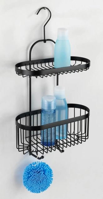 Wenko Bad-Caddy Classic Plus Wandregal aus Edelstahl in Schwarz, B: 26,5 cm, H: 47 cm, T: 12,5 cm - Bild 1