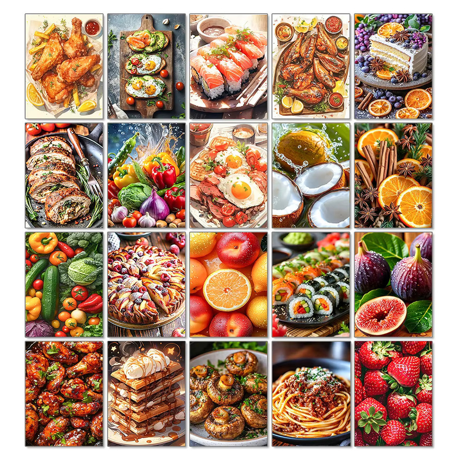 QIZITENG Diamond Painting Set Obst Motiv Multicolour DIY Mosaik Kreuzstich Kit für Küche und Restaurant B: 40,0 cm, H: 30,0 cm - Bild 3