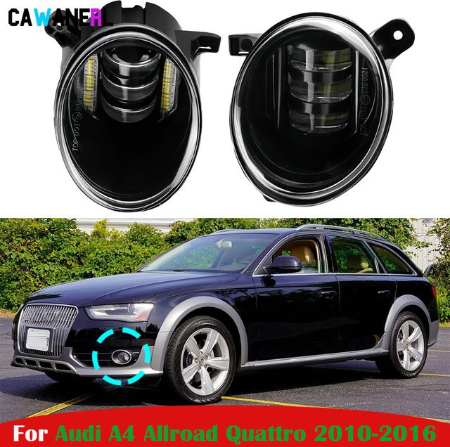 Cawanerl LED Nebelscheinwerfer und Tagfahrlicht DRL Set H11 2x30W Schwarz für Audi A4 Allroad Quattro 2010-2016 Rechts und Links - Bild 1