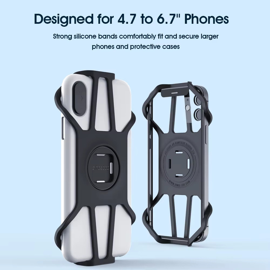 SINCETOP MOUNT Q-Serie Universelle Silikon-Handyhülle als Fahrrad- und Motorrad-Telefonhalterung in Schwarz für 4,7–6,7 Zoll Smartphones - Bild 1
