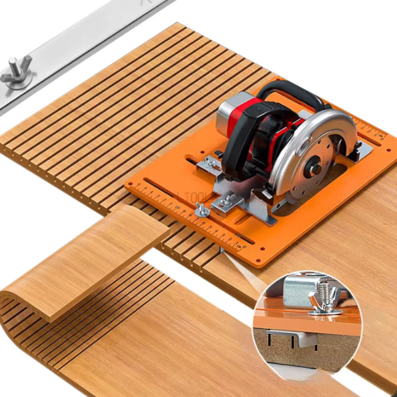 LTOOLS Grundplatte für Kreissägen und Schrägschneidemaschinen, Orange, Flip-Platte für Holzbearbeitung und Fräsarbeiten - Bild 3
