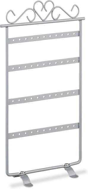 Relaxdays Ohrringhalter Herz aus Eisen in Silber, 4 Etagen, B/T/H: 30,5 x 16,5 x 6,5 cm - Bild 1