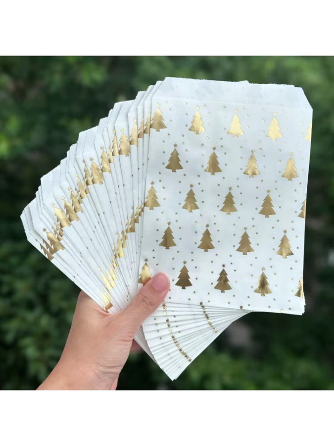 50 Stück Kraftpapiertüten in Weißgold für Weihnachtsgeschenke, B/H: 13 x 18 cm - Bild 2