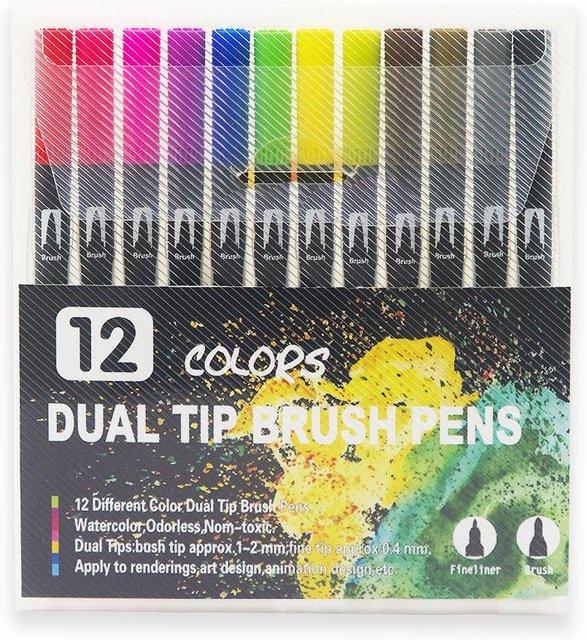 Bestbags Acrylmarker Set mit 12 Farben, doppelseitige wasserfeste Markierstifte für DIY, Graffiti und Kunstmalerei, Multicolor und Black - Bild 1