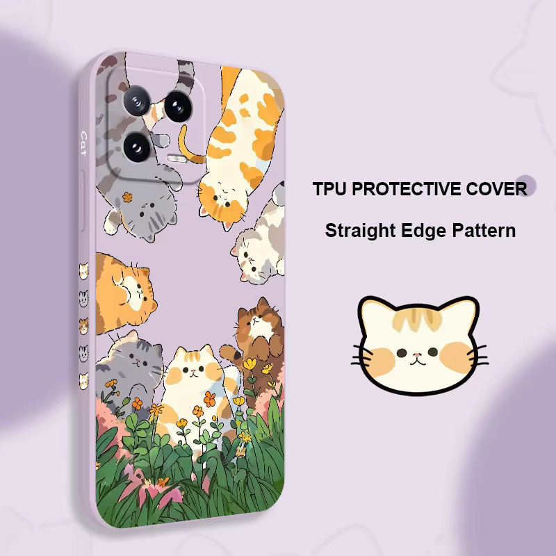 Silikon Handyhülle mit Katzenmotiv für Xiaomi Mi 11 12 13 14 15 Pro Max Lite in Purple und Multicolour - Bild 4