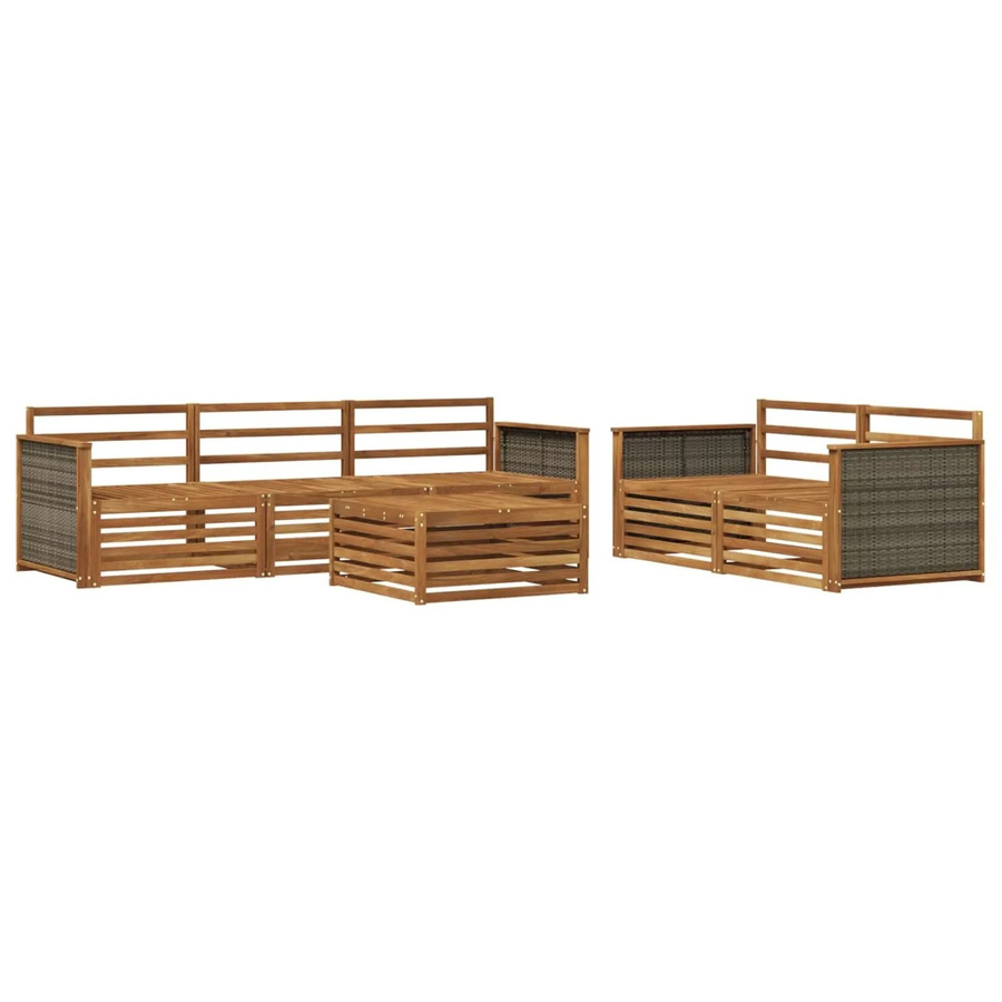 vidaXL Outdoor-Sofagarnitur aus Akazie Massivholz in Natur Braun, 6-teiliges Set in U-Form - Bild 2