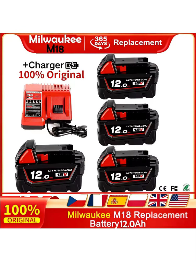 Milwaukee Ersatzakku 18V 12,0Ah Li-Ion Akku Pack kompatibel mit M18 Modell 48-11-1815 - Bild 7