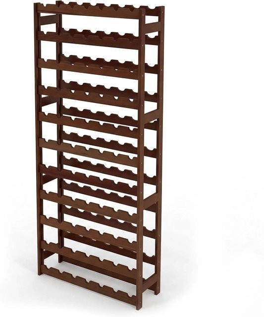 Relaxdays Weinregal aus Walnussholz in Dunkelbraun für 77 Flaschen, H 166 cm x B 72,5 cm x T 25 cm - Bild 1