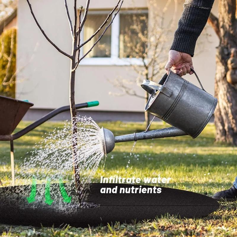 Lanzhong home life 12 Stück Ökologische Baumschutz-Unkrautmatten als Runde Mulchringe und Pflanzenabdeckung für den Garten, Durchmesser: 15 cm, Höhe: 2 cm - Bild 3