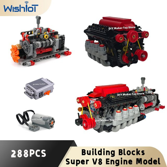 wishiot MOC Super V8 Motor Simulationsmodell, Bausteine, Fahrzeuge - Bild 1