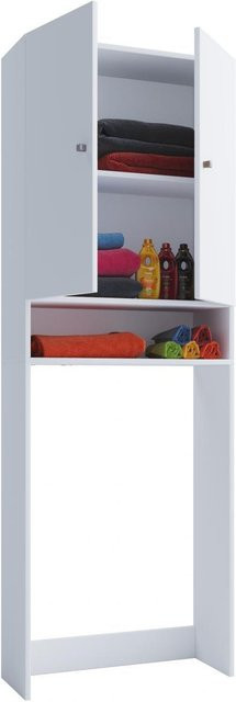 VCM Waschmaschinenschrank Lona in Weiss für Bad und Waschküche, B/T/H: 64 x 27 x 182 cm - Bild 1