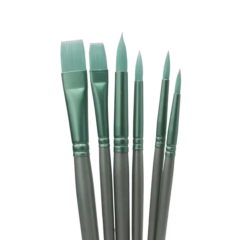 Yutiars 6/4 Pinselset aus Nylonhaar für Aquarell und Acryl in Grün - Bild 2