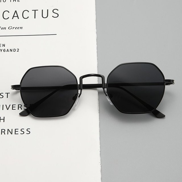 Glazzy Sonnenbrille, hexagonal, Metall, Vollrand, schwarz - Bild 1