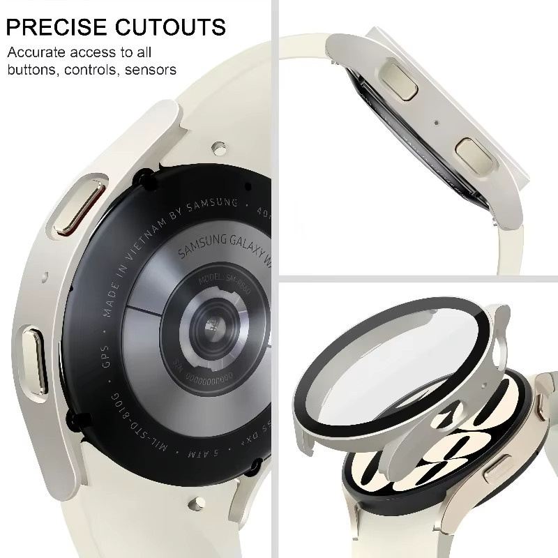 JBAILI Schutzhülle Displayschutzfolie für Samsung Galaxy Watch, Edelstahl, Silber, Unisex - Bild 2