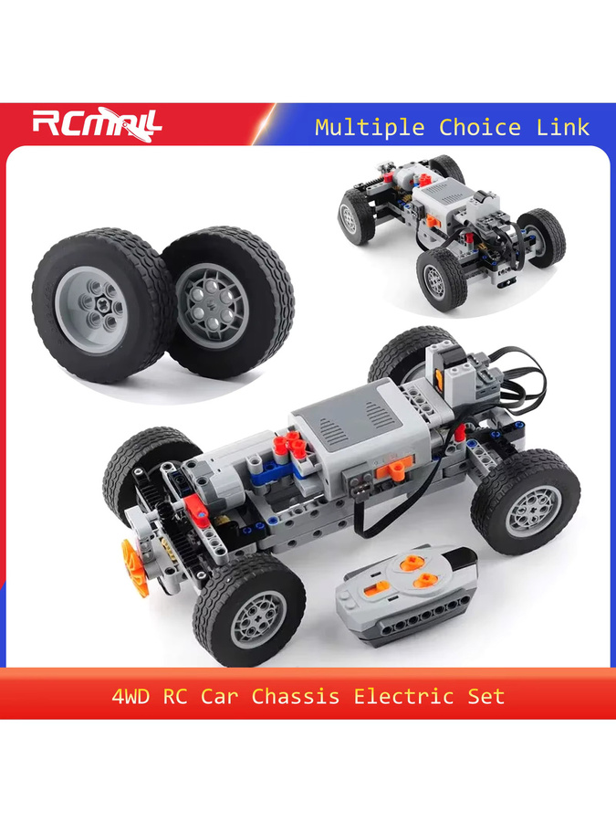 RCmall 4WD RC Autos Chassis, Elektro Set, Allradantrieb, IR Fernbedienung, Empfänger, MOC Teile Kit - Bild 4