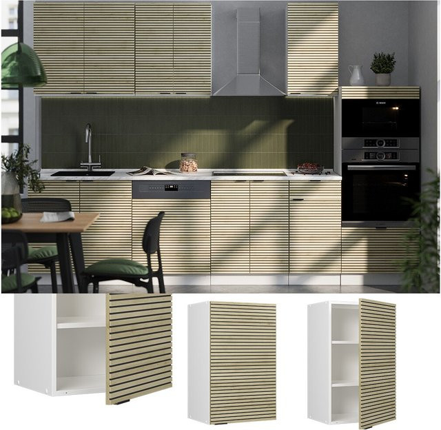 Vicco Hängeschrank Fame-Line Küchenschrank in Weiß und Eiche mit Soft-Close-Scharnieren, Breite: 45 cm - Bild 1