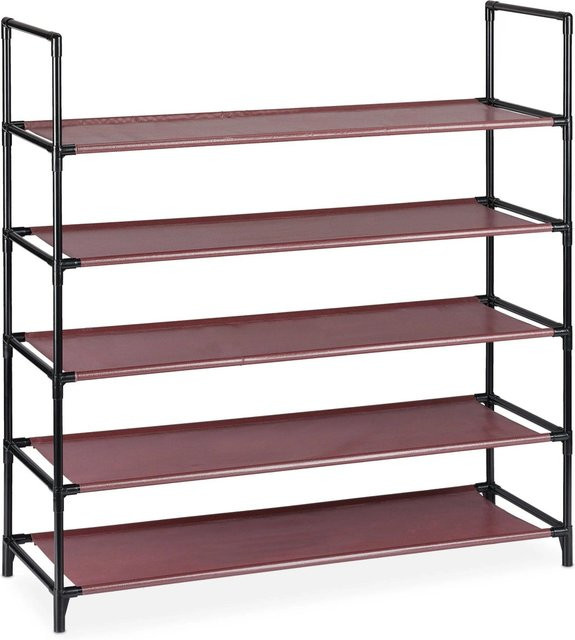 Relaxdays Schuhregal Stecksystem XL aus Metall in Bordeaux, höhenverstellbar, B/T/H: 87,5 x 30 cm x 90,5 cm - Bild 1