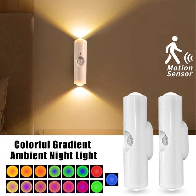 GGBEE LED-Nachtlicht mit Bewegungsmelder und RGB-Farben, wiederaufladbare magnetische Sonnenuntergangslampe für Schlafzimmer und Wohnzimmer - Bild 1