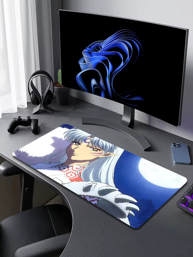 Großes Gaming-Mauspad Inuyasha Kikyo Yashahime Design, rutschfest mit Lockedge, mehrfarbig - Bild 7
