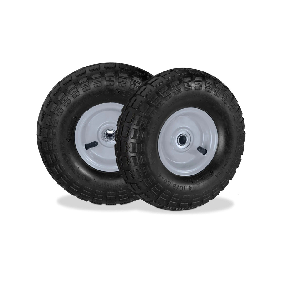 Relaxdays Sackkarrenrad 2er Set luftbereift aus Gummi und Stahl in Schwarz und Grau mit Kugellager, Durchmesser: 26 cm, Breite: 8,5 cm - Bild 2