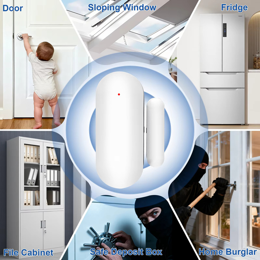 Tuya WLAN-Türsensor in Weiß – kompatibler kabelloser Tür- und Fenstersensor für Alexa und Google Assistant zur Heimautomatisierung und Sicherheit - Bild 4