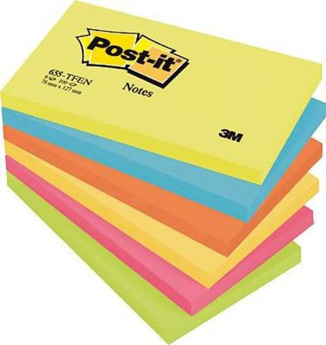 Post-it Haftnotizen Notes Energetic Collection, farbsortiert, B: 12,7 cm, H: 7,6 cm, 6 x 100 Blatt - Bild 1