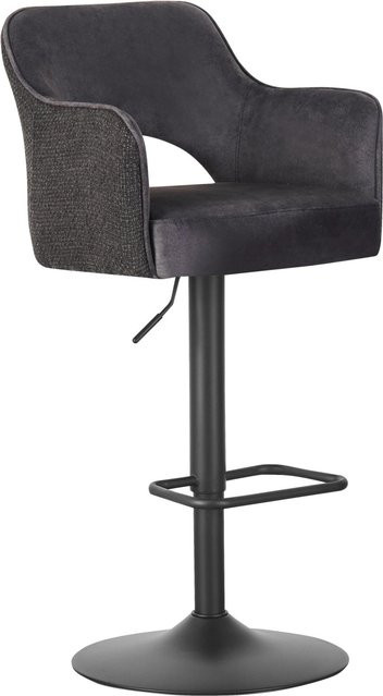Mömax Barhocker Aria in Schwarz mit Samtbezug und Metallgestell - Bild 1