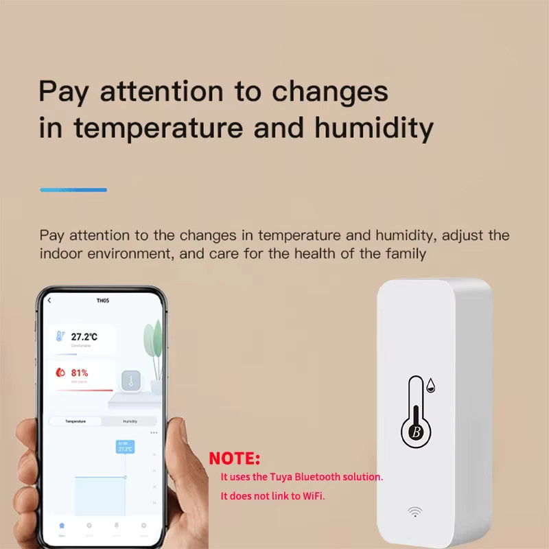 Tuya Smart Temperatur und Feuchtigkeit Sensor Mini in Weiß mit Bluetooth und App-Fernsteuerung als Thermometer und Hygrometer - Bild 2