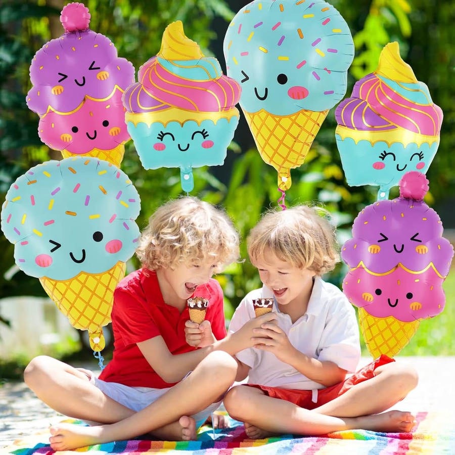 RENYUAN 6er Set Eiscreme-Folienballons in Mehrfarbig für Sommerpartys und Geburtstage - Bild 2