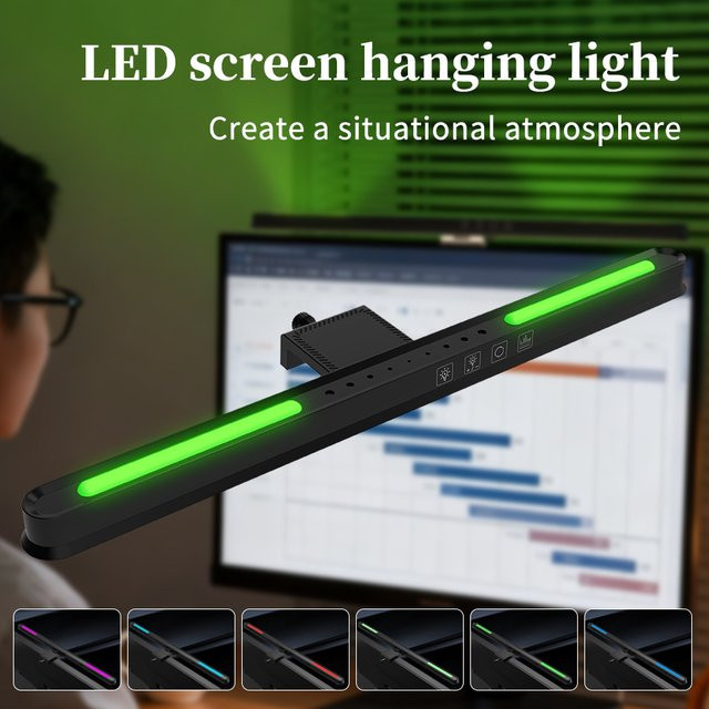 GGBEE LED Monitorlampe Schwarz mit USB-Touch-Dimmer und asymmetrischer Hintergrundbeleuchtung für Home Office und Task Lighting - Bild 1