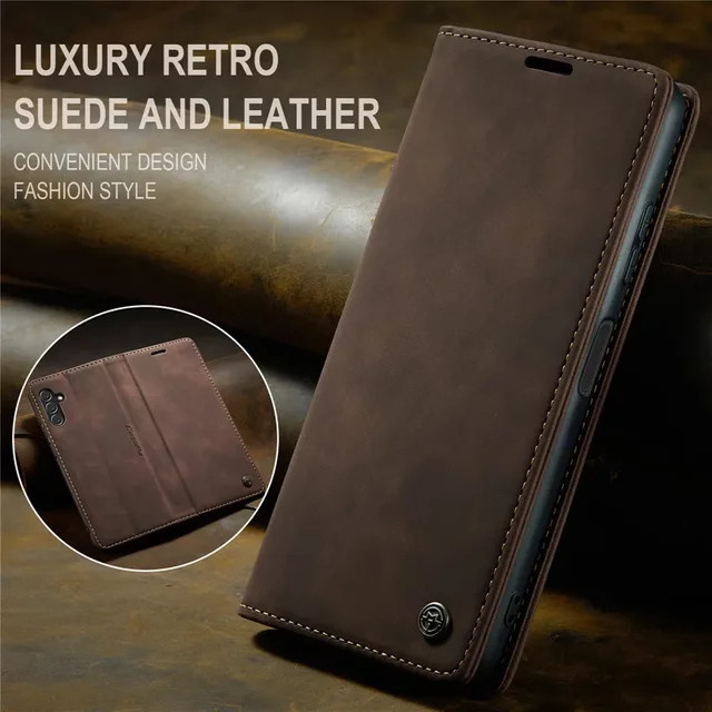 Luxus Leder Handyhülle Wallet Flip Case mit Kartenfach und Standfunktion für Samsung Galaxy A55 A35 A25 A15 A05S A73 A72 A54 A53 A52 4G 5G in Rot - Bild 1