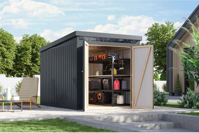Karibu Metallgerätehaus Neos 2,5 in Anthrazit aus Metall und Trapezblech - Bild 1