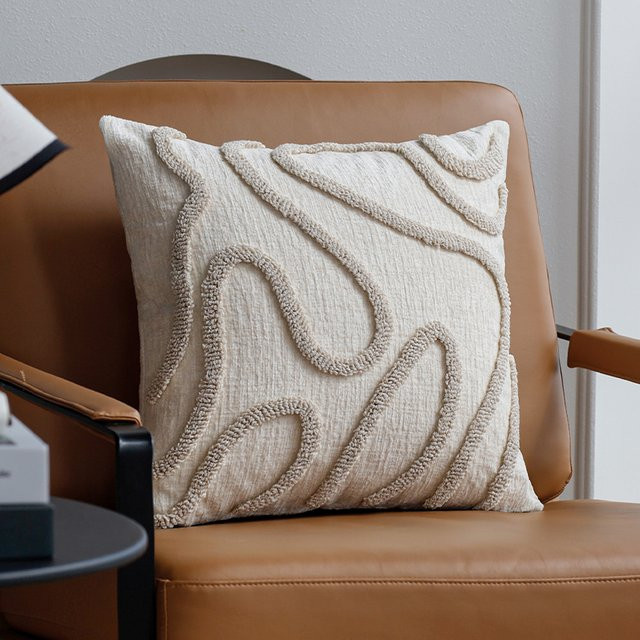 CANIRICA Kissenbezug im Boho-Stil aus Chenille, geometrisches Design, mehrfarbig Beige, B/T/H: 45 x 45 x 45 cm - Bild 1