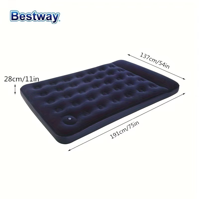 Bestway Doppel-Luftbett mit integrierter Fußpumpe, Dunkelblau, B/T/H: 191 x 137 x 28 cm - Bild 2