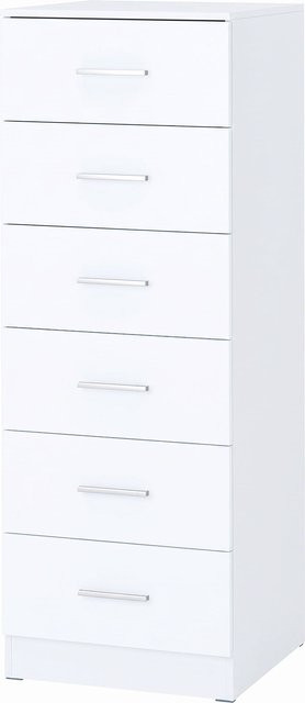HOMCOM Kommode mit 6 Schubladen in Weiß, hohe schmale Kommode für Schlafzimmer, Wohnzimmer und Flur, B/T/H: 40 x 40 x 110 cm - Bild 1