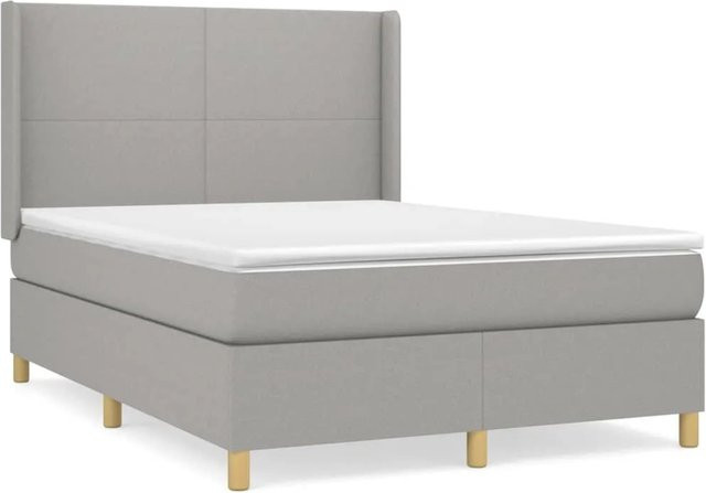 vidaXL Boxspringbett mit Matratze Hybrid-Design in Hellgrau B/T/H: 140 x 200 cm - Bild 1